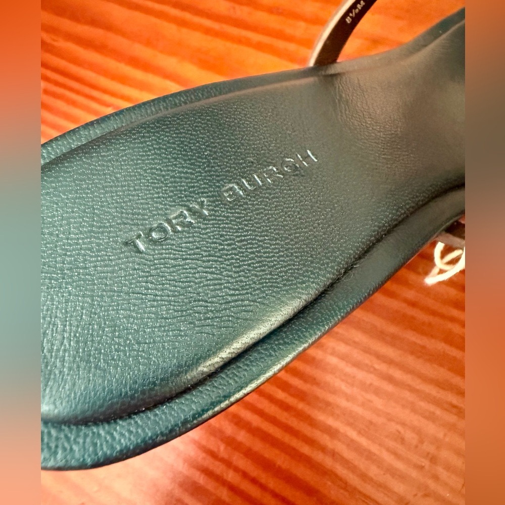 NEW tory burch miller bombe low heel sandal in turquoise, women’s 8.5 - Picture 9 of 11